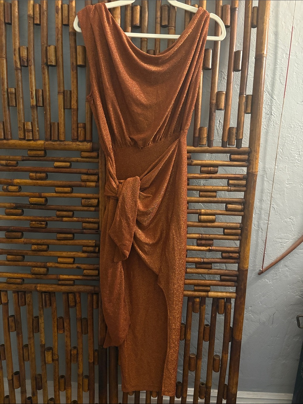 SZ XS PETAL & PUP OTS COW NECK RIST SHIMMER DRESS